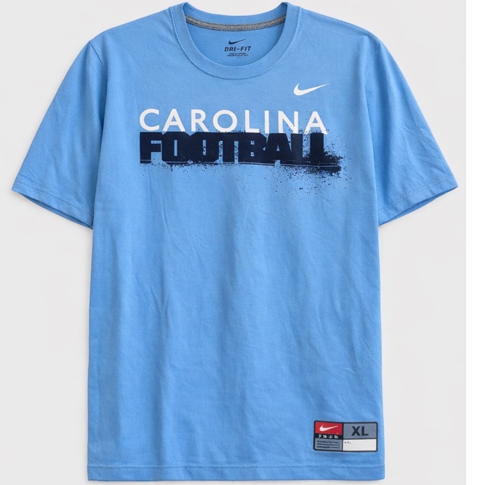 Nike Carolina Football Dri-FIT T-Shirt Mens XL Blue Graphic‎ Tee UNC Tar Heels